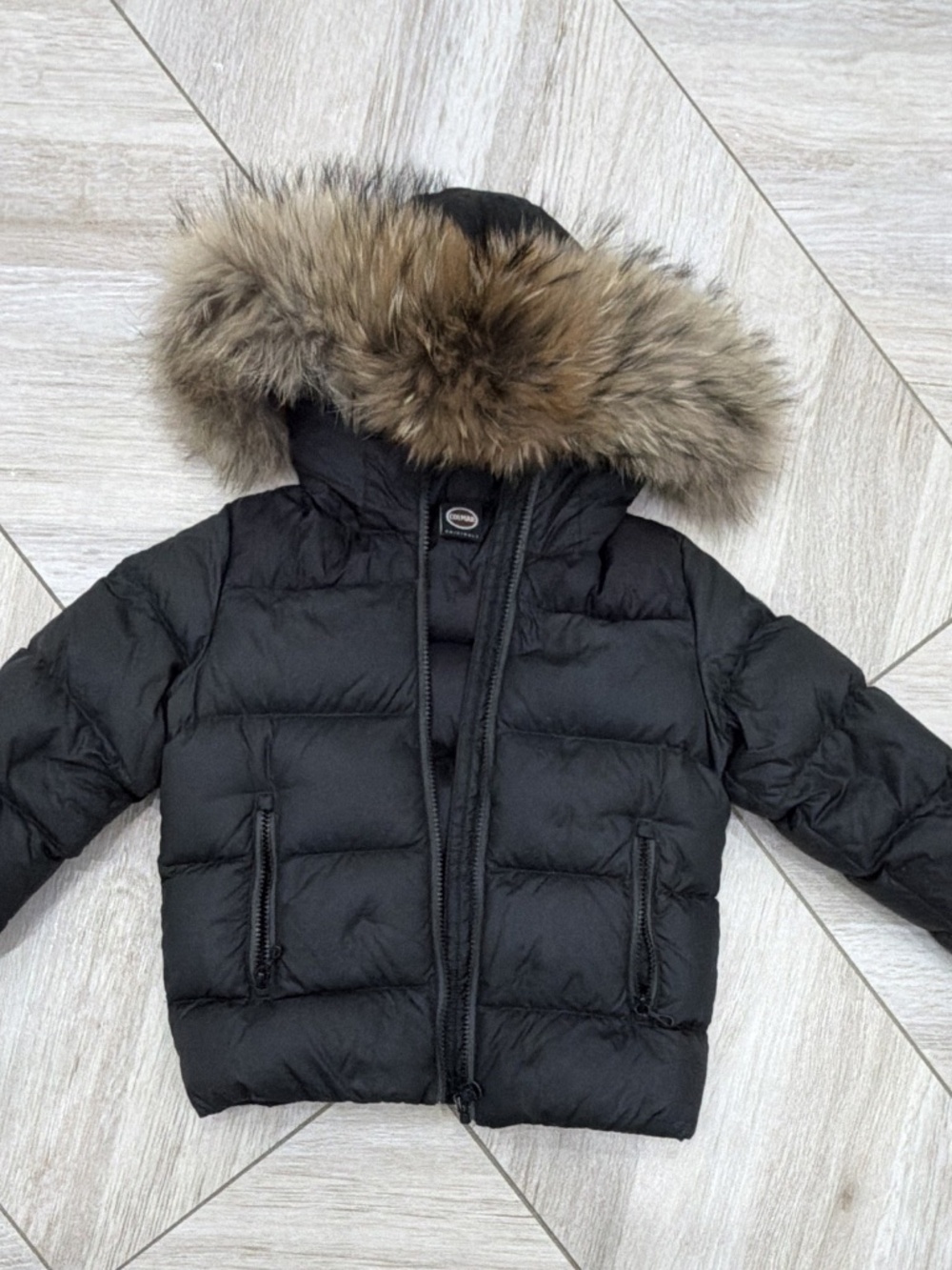 Colmar Originals Boys Black Down Puffer Jacket Fur Trim Hood Full Zip 6Y